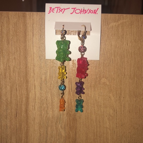 NWT Betsey Johnson Sparkly Rhinestone Glittery Gummy Bear 🐻 Earrings - Picture 14 of 17